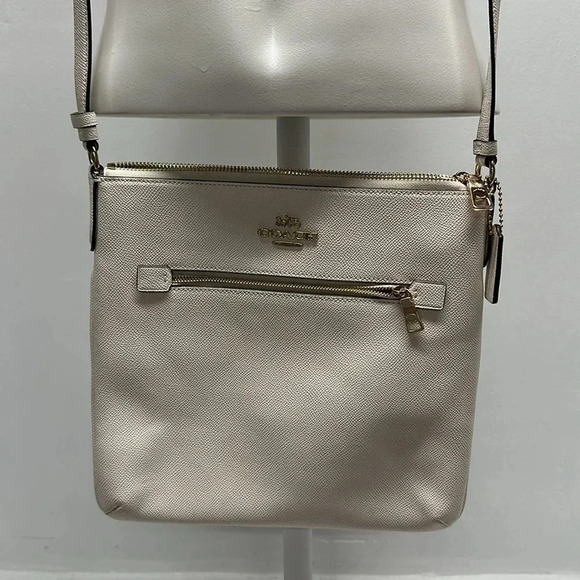 Coach Rowan File Crossbody Bag Purse In Cream Ivory Chalk Canvas Gold Hardware - Picture 2 of 14